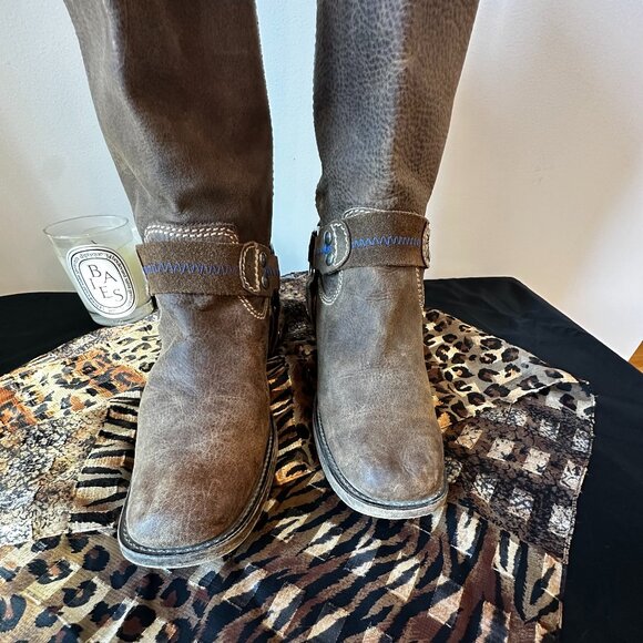 Bed Stu WMNS 8.5 Opal Brown Leather harness Boots distressed trend western boho - Picture 6 of 13